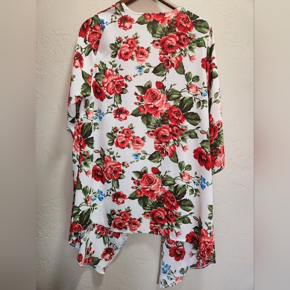 Womens White Floral Kimono - Picture 2 of 6